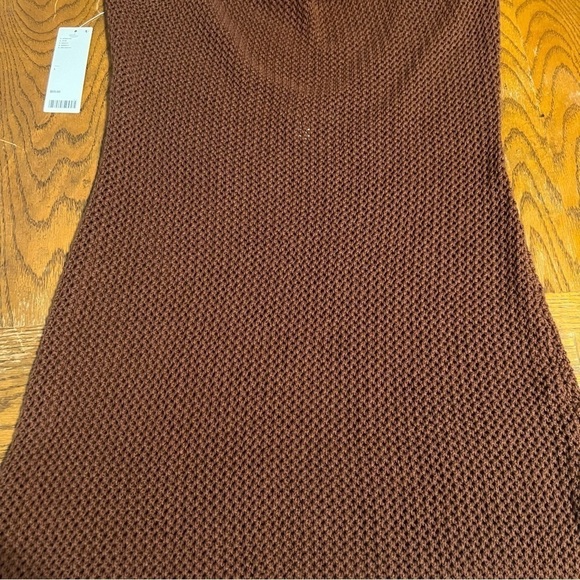 NEW Urban Outfitters Sunny Backless Crochet Halterneck Mini Dress in Brown Sz L - Picture 4 of 12